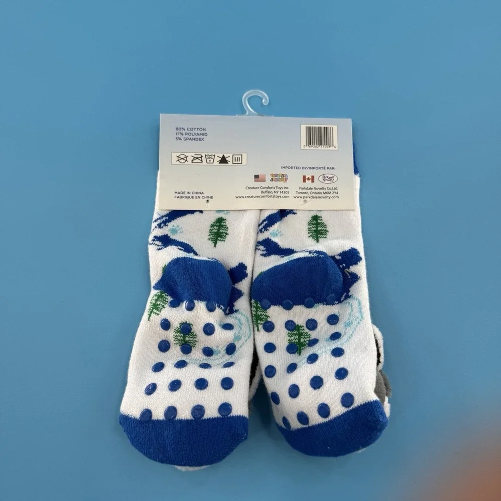 Lil Traveller Baby Socks Wolf Mountain River Print White 0–36 Months New